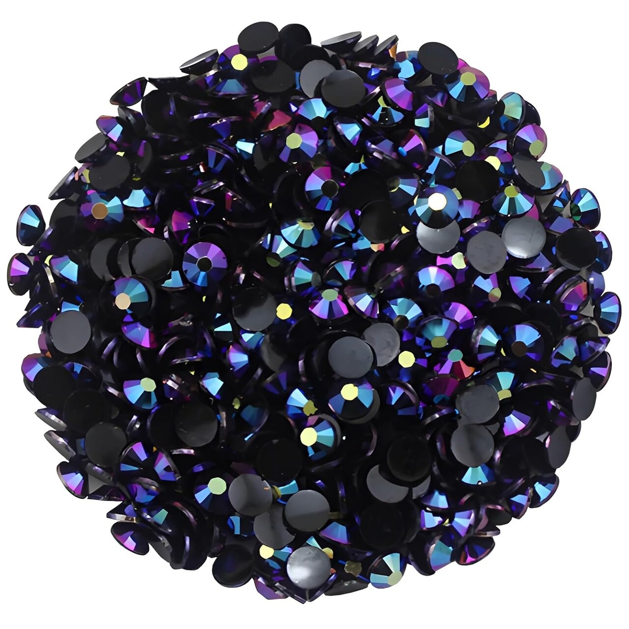 4500 Pcs SS12 3mm AB Flatback Rhinestones for Nails Art Crafts Glitter Round Shine Gems Crystals DIY Clothes Shoes (Black-Bottom Purple Red AB